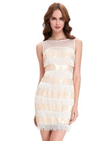 Robe de Cocktail Sexy Women Special Occasion Dress Straight Sequins and Tassel Short Cocktail Dresses 2017 Party Dress
