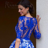 Robe de Cocktail Vestido de Festa Curto Royal Blue Lace Cocktail Dresses 2017 Short Party Homecoming Dress Organza Half Sleeve