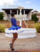 Robe de Cocktail Vestido de Festa Curto Royal Blue Lace Cocktail Dresses 2017 Short Party Homecoming Dress Organza Half Sleeve