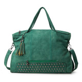 Rivet Scrub PU Leather women bag Fashion Tassel Messenger Bag Vintage Shoulder Bag Larger Crossbody Bags 4 Color High Quality