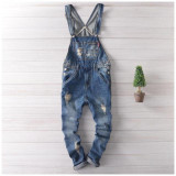 Ripped Jeans Men Brand New 2017 Men Designer Jeans Hip Hop Pants Denim Overalls Mens Bib Overalls Fashion Long Suspender Pants