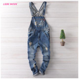 Ripped Jeans Men Brand New 2017 Men Designer Jeans Hip Hop Pants Denim Overalls Mens Bib Overalls Fashion Long Suspender Pants