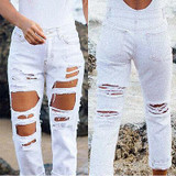 ripped Jeans High Waist Denim Jeans For Women 2016 Black Pencil Jeans Femme Skinny Women Jeans Pants Trousers