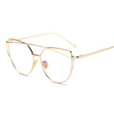 2017 Cat Eye vintage Brand designer rose gold mirror Sunglasses For Women Metal Reflective flat lens Sun Glasses Female oculos