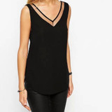 2017 Casual Women Sexy V-Neck Vest Tank Top Summer Chiffon Sleeveless Blouse Tops H9