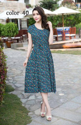 2017 casual women clothes summer flower runway cotton maxi  print ladies floral dress women loose clothing dresses plus size