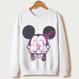 2017 Casual tumblr Sweatshirt WOMEN Cartoon MOUSE Print Sweatshirts Long Sleeve Hoody O-Neck KAWAII White CUTE Hoodies Pullovers