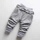 2017 Casual Autumn Baby Kids Boys Infants Plaided Letter Cotton Long Full Length Pants Trousers Pantalones MT1494