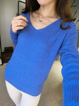2017 Cashmere Wool Sweater and Fashion V-Neck Long Loose Sleeve Plus Size Pullovers Knitted Sweater Women Sweater