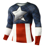 2017 Captain America T Shirt Captain America T-shirt Anime Clothing Marvel Comics Superhero Compression Shirt Crossfit Fitness