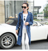 2016 Loose Denim Coat Spring Autumn New Korean Loose Plus Size Long Single-breasted Trench Coats Slim Women abrigos mujer JA347