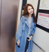 2016 Loose Denim Coat Spring Autumn New Korean Loose Plus Size Long Single-breasted Trench Coats Slim Women abrigos mujer JA347