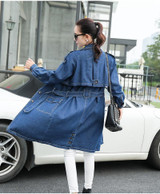 2016 Loose Denim Coat Spring Autumn New Korean Loose Plus Size Long Single-breasted Trench Coats Slim Women abrigos mujer JA347