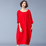 2016 Large Size 6XL Women Dress solid color loose Dress Plus Size Women Clothing 5XL Big Size Dress