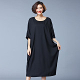 2016 Large Size 6XL Women Dress solid color loose Dress Plus Size Women Clothing 5XL Big Size Dress