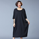 2016 Large Size 6XL Women Dress solid color loose Dress Plus Size Women Clothing 5XL Big Size Dress