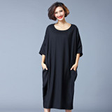 2016 Large Size 6XL Women Dress solid color loose Dress Plus Size Women Clothing 5XL Big Size Dress