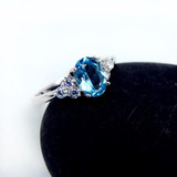 2016 Large GVBORI 925 Stering Silver Natural Topaz Gemstone Ring For Women Engagement Party Ring /gift Blue Ring Fine Jewelry