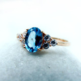 2016 Large GVBORI 925 Stering Silver Natural Topaz Gemstone Ring For Women Engagement Party Ring /gift Blue Ring Fine Jewelry