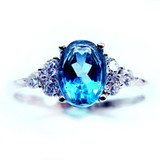 2016 Large GVBORI 925 Stering Silver Natural Topaz Gemstone Ring For Women Engagement Party Ring /gift Blue Ring Fine Jewelry