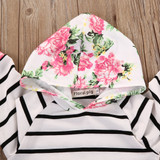 2016 kids girls Autumn clothing sets Floral Baby Girls Long Sleeve Hooded Top +Pants Outfits 2PCS Hooded Clothes Set