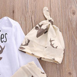 2016 kids boys clothes baby Deer clothing sets Newborn Toddler Baby Boy Girl Romper T Shirt+Pants Hat 3PCS Outfits Set Clothes