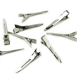 2016 hot50 pcs Silver Flat Metal Single Prong Alligator Hair Clips Barrette for Bows DIY Hairstyle Accessories 8SEB