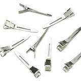 2016 hot50 pcs Silver Flat Metal Single Prong Alligator Hair Clips Barrette for Bows DIY Hairstyle Accessories 8SEB