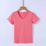 Volocean Famous Brand 2018 Summer New T-shirts For Women Classic Solid Color T Shirt Woman V-neck Cotton Female T-shirt