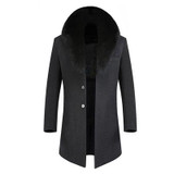 Vogue Anmi. Winter Wool Coat Slim Fit Jackets Fashion Fox Fur Collar Warm Man Casual Jacket Overcoat Pea Coat Plus Size M-XXXL
