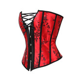 Vocole Women Red Sexy Steampunk Floral Overbust Corset Lace Up Back Waist Trainer Cincher Corselet Bustier Sexy Wedding Lingerie