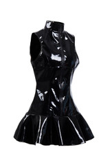 Vocole S-XXL Sexy Latex Leather PVC Wet Look Dress Sleeveless With Zipper Bodycon Catsuit Bondage Clubwear Pole Dance Costume