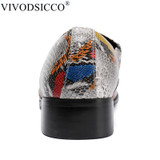 VIVODSICCO New Snake Style Genuine Leather Shoes Men Flats Pointed Toe Men Oxfords Shoes Casual Men Dress Shoes Wedding shoe