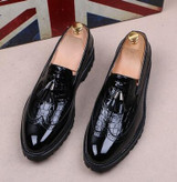 VIVODSICCO Black White Tassel Men bullock Dress Shoes Patent Leather Luxury Fashion Brogue Wedding Shoes Oxford shoes For Men