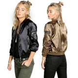 New 2016 Spring Autumn Women Basic Coats Bomber Jacket Women Slim Zipper Long Sleeve Satin Chaquetas Mujer Jaqueta Feminina