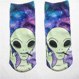 New 2016 New arrival Funny Aliens 3D Print sock Women's Girls Low Cut Ankle Socks Cute banana Cotton Hosiery Printed Sock