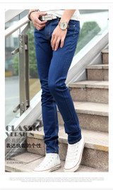 New 2016 Men's Tight Pencil jeans Male Slim Blue Fashion Casual Denim Trousers Men Skinny Jean Pants Size 28-34 Free Shipping