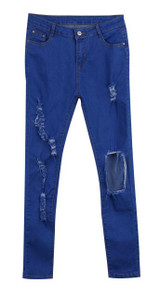 New 2016 Hot Fashion Ladies Cotton Denim Pants Stretch Womens Bleach Ripped Skinny Jeans Denim Jeans For Female