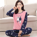 New 2016 Fashion Women Lovely Leisure Suits 100% Cotton Sleepwear Women Cartoon Pajamas Casual Long-sleeved Spring Pyjamas Women