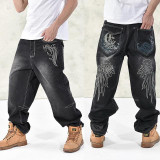 NEW 2016 Fashion Baggy style men's jeans hip hop dancers loose big size jeans boys skateboard jeans rap plus size 30-46