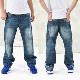 NEW 2016 Fashion Baggy style men's jeans hip hop dancers loose big size jeans boys skateboard jeans rap plus size 30-46