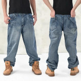 NEW 2016 Fashion Baggy style men's jeans hip hop dancers loose big size jeans boys skateboard jeans rap plus size 30-46