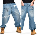 NEW 2016 Fashion Baggy style men's jeans hip hop dancers loose big size jeans boys skateboard jeans rap plus size 30-46