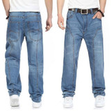NEW 2016 Fashion Baggy style men's jeans hip hop dancers loose big size jeans boys skateboard jeans rap plus size 30-46