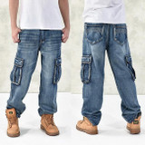 NEW 2016 Fashion Baggy style men's jeans hip hop dancers loose big size jeans boys skateboard jeans rap plus size 30-46