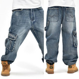 NEW 2016 Fashion Baggy style men's jeans hip hop dancers loose big size jeans boys skateboard jeans rap plus size 30-46