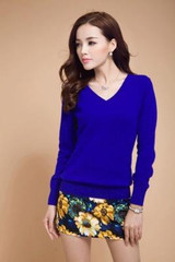 New 2016 Autumn-Spring Fashion Women Sexy V-neck Knit candy color Sweater Outerwear Pullover Tops Knitted Cashmere Sweater Women