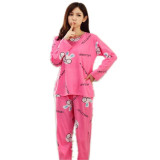 New 2016 Autumn Women Lovely Cotton Pajamas Sets Warm Ladies Long Sleeve Sleepwear Home Clothing Feminino Girls Nightgown M L XL