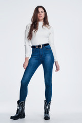 High Waisted Super Skinny Jeans in Blue