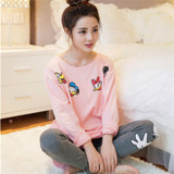 New 2016 autumn cotton pajamas woman long sleeve Cartoon pyjamas Lovely women pajamas sets Home clothing sleepwear for women